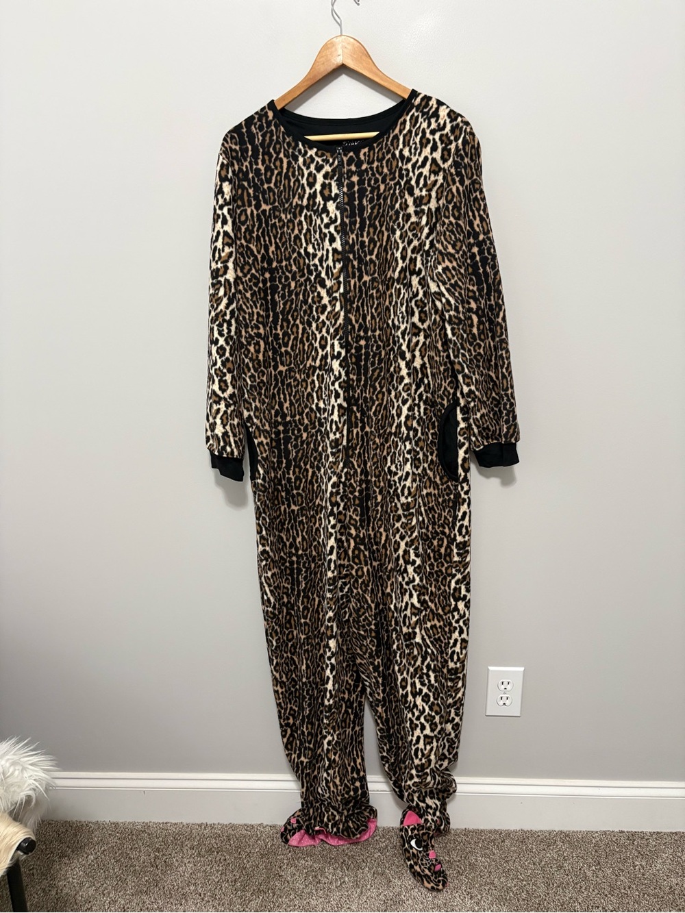 Unisex Nick & Nora Leopard Print One-Piece Pajamas